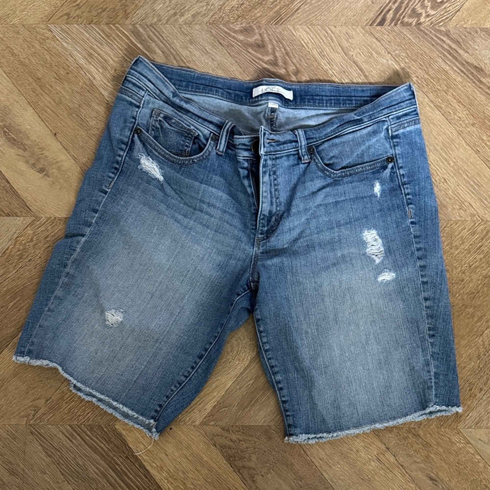 LOFT Women's Distressed Denim Jean Shorts - Light Blue